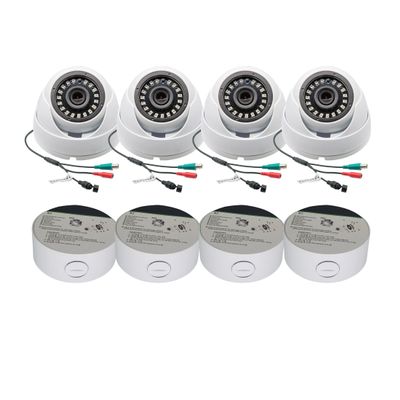 Evertech 4 Pack HD 1080P CCTV Camera 4-in-1 (TVI/AHD/CVI/960H Analog) Metal Outdoor Security Dome Camera with Mounting Base