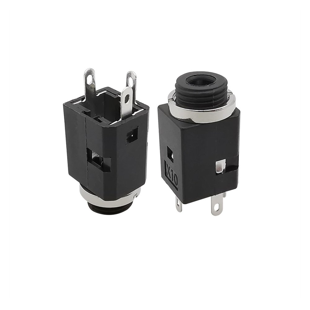 10Pcs PJ-341 3.5mm Headphone Jack Connector 3.5 mm 3 Pin A-dio Headphone Socket Female Vertical Straight pl;/UG with Nut PJ341-3P
