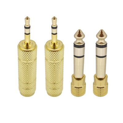 4Pcs 3.5mm TRS pl;/UG to 6.35mm Jack Adapter 6.35 Male to 3.5 Female Gold Plated Set Stereo A-dio Headphone Microphone Converter