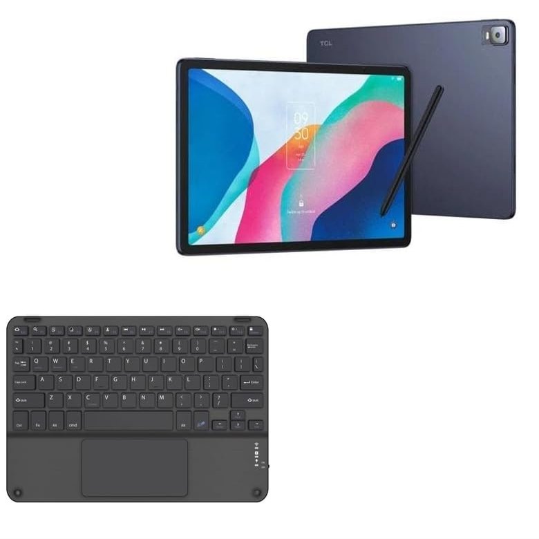 BoxWave Keyboard Compatible with TCL NxtPaper 12 Pro - SlimKeys Bluetooth Keyboard with Trackpad, Portable Slim TouchPad - Jet Black
