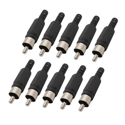 10Pcs Plastic R/;CA Male pl;/UG R/;CA Female Socket Welding Head Lotus Adapter R/;CA A-dio Video Wire Cable Connector(Black Male)