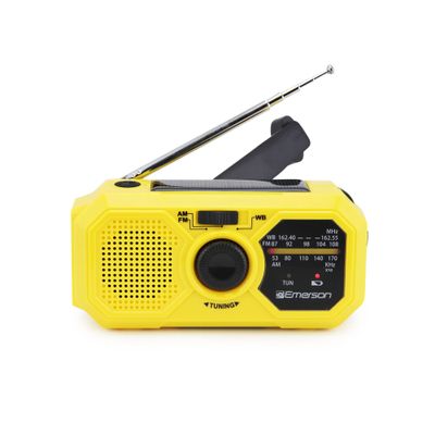 Emerson ER-7050 Emergency AM/FM Radio with NOAA Weather Band, Built-in Power Bank, Hand Crank, Solar Charging, LED Flashlight, and SOS Alarm Essential Survival Gear for Camping and Emergency Prep