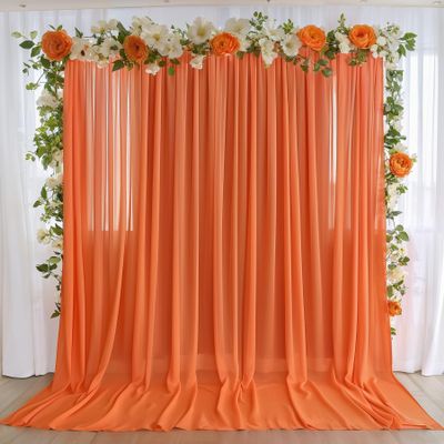 10ft x 10ft Orange Backdrop Curtains, Wrinkle-Free Sheer Chiffon Fabric Photo Backdrop Drapes for Wedding Arch Party Ceremony Stage Photography Decorations