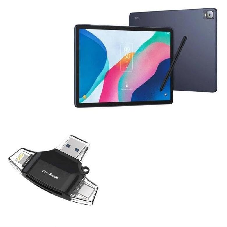 BoxWave Smart Gadget Compatible with TCL NxtPaper 12 Pro - AllReader SD Card Reader, microSD Card Reader SD Compact USB - Jet Black