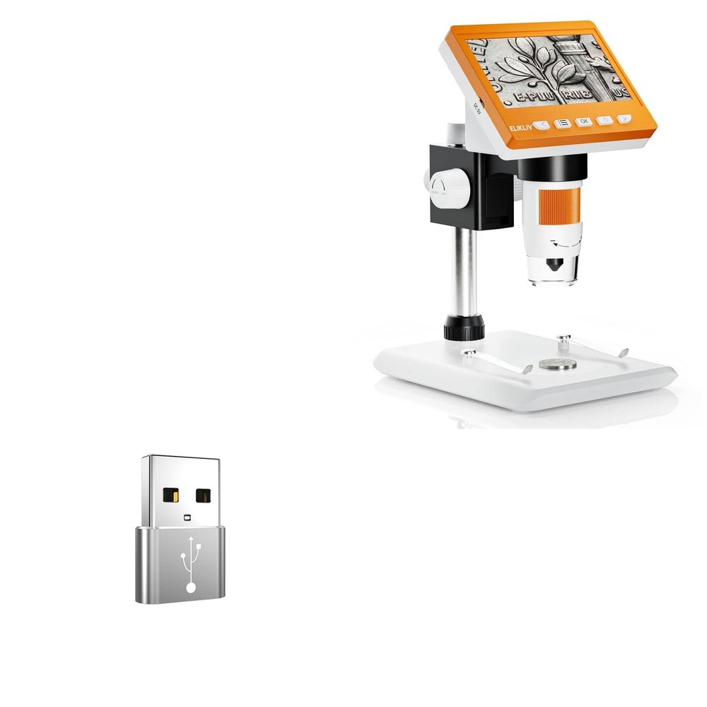 BoxWave Adapter Compatible with Elikliv Veno Coin Microscope (4.3 in) - USB-A to C PortChanger (5-Pack), Type-C OTG Convert Charging Data Adapter - Metallic Silver