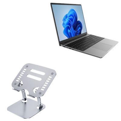BoxWave Stand and Mount Compatible with Alldocube GT Book 15 - Executive VersaView Laptop Stand, Ergonomic Adjustable Viewing Angle Metallic Riser - Metallic Silver