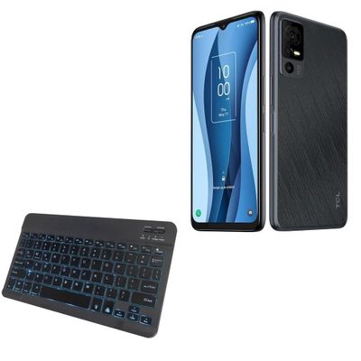 BoxWave Keyboard Compatible with TCL 40 X - SlimKeys Bluetooth Keyboard - with Backlight, Portable Slim LED 7 Colors - Jet Black