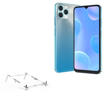 BoxWave Stand and Mount Compatible with Blackview A95 - Pocket Aluminum Stand 3-in-1, Portable Multi Angle Viewing Riser - Metallic Silver
