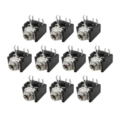 10Pcs PJ-306M 3.5mm Female Socket A-dio Connector 5 Pin DIP Stereo Headphone Jack with Nut