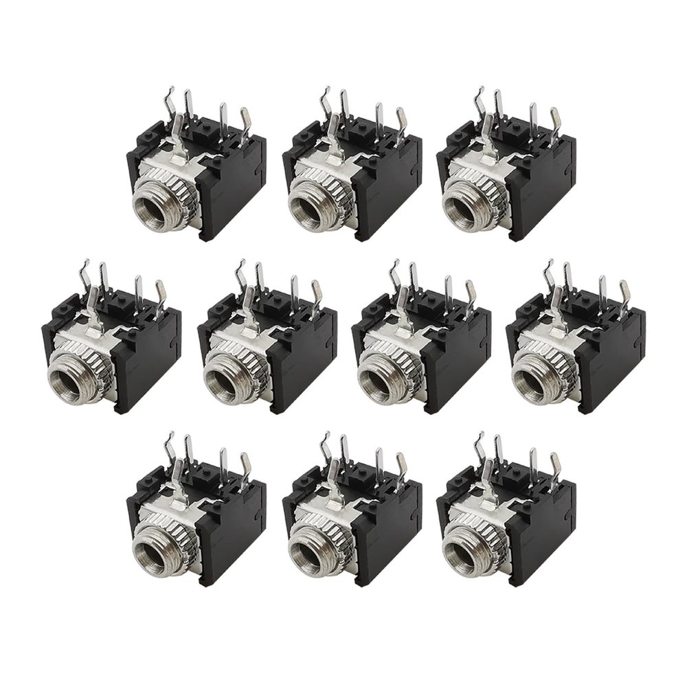 10Pcs PJ-306M 3.5mm Female Socket A-dio Connector 5 Pin DIP Stereo Headphone Jack with Nut