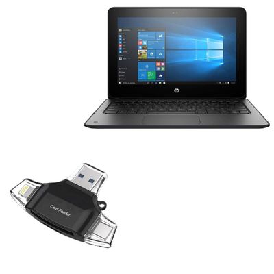 BoxWave Smart Gadget Compatible with HP ProBook x360 11 G1 - AllReader SD Card Reader, microSD Card Reader SD Compact USB - Jet Black