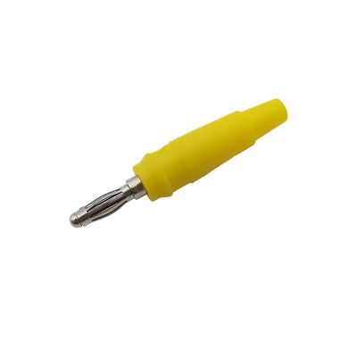 10/5/2Pcs Solderless 4mm Banana pl;/UG Connector Side Stackable Banana Plugs Wire Cable DIY Connectors Red Black Blue Green Yellow(Yellow,10Pcs)