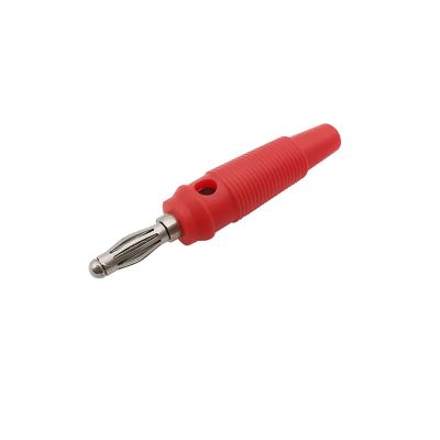 10/5/2Pcs Solderless 4mm Banana pl;/UG Connector Side Stackable Banana Plugs Wire Cable DIY Connectors Red Black Blue Green Yellow(Red,2Pcs)