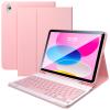 FGZZROU for iPad 10th Generation Case with Keyboard, 10.9 inch 2022 Magnetic Detachable BT Keyboard Silicone Lining Smart Cover with Pen Holder, Easy to Clean iPad 11th(A16,2025) Case (Pink) view 1