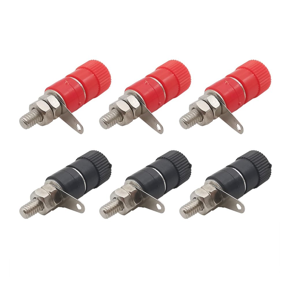 4mm Banana Socket Mount Binding Post Nut Banana Female Jack Terminal Block Connector Nickel Plated Fit Compatible 4mm Banana pl;/UG Red&Black(5Pair)