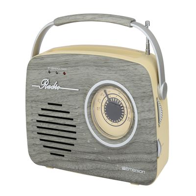 Emerson EAS-3002 Portable Bluetooth Retro Radio with AM/FM Tuner, Gray