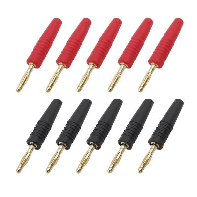 10Pcs 2mm Banana pl;/UG Connectors Gold Plated 2mm Male Pin Plugs Instrumentation Testing Wire Cable Solder Type Bananas Connector(5Pcs Red 5Pcs Black)