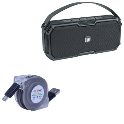 BoxWave Cable Compatible with Dual Electronics TruWireless Portable Speaker (LUBTWS6) - miniSync, Retractable, Portable Sync Cable