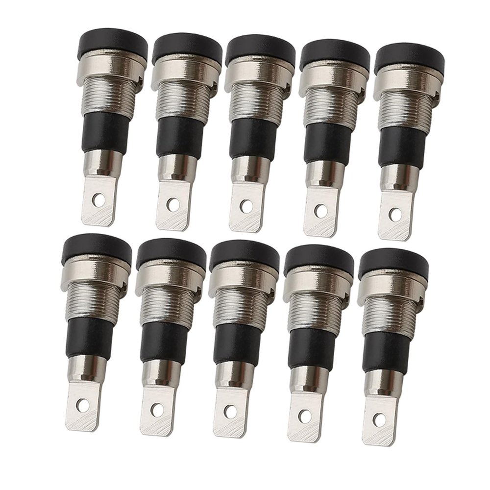 10Pcs 4mm Banana Female Socket Jack Panel Mount Binding Post Connector Fit Compatible 4mm Banana pl;/UG Red Black(Black 10Pcs)