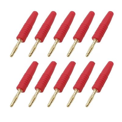 10Pcs 2mm Banana pl;/UG Connectors Gold Plated 2mm Male Pin Plugs Instrumentation Testing Wire Cable Solder Type Bananas Connector(10Pcs Red)