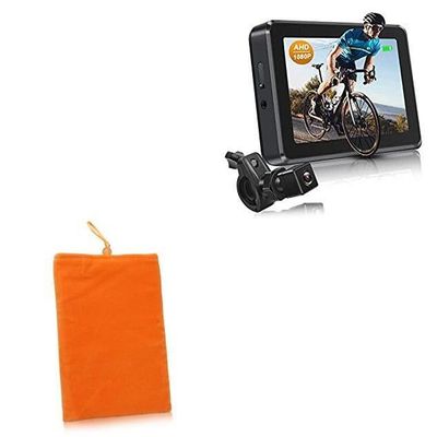 BoxWave Case Compatible with Atovanka Bike Mirror Camera (Y610) - Velvet Pouch, Soft Velour Fabric Bag Sleeve with Drawstring - Bold Orange