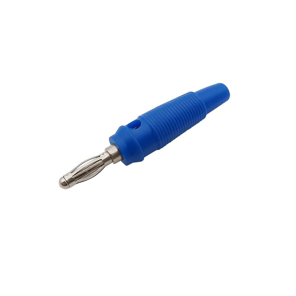 10/5/2Pcs Solderless 4mm Banana pl;/UG Connector Side Stackable Banana Plugs Wire Cable DIY Connectors Red Black Blue Green Yellow(Blue,2Pcs)
