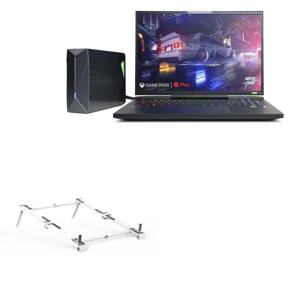 BoxWave Stand and Mount Compatible with CyberPowerPC Tracer VII Gaming - Pocket Aluminum Stand 3-in-1, Portable Multi Angle Viewing Riser - Metallic Silver