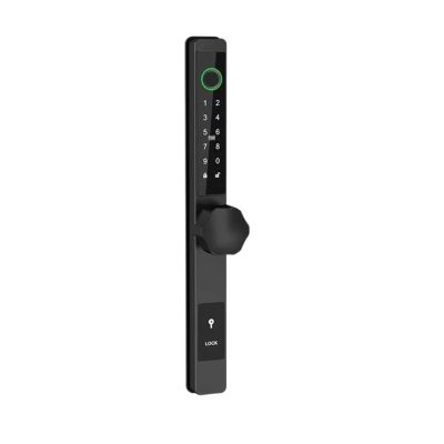 HAvern Intelligent Lock Ultra-Thin Aluminum Alloy Door Intelligent Digital Fingerprint Lock Waterproof with Key Round Handle TTLock APP (Color : Kit9)