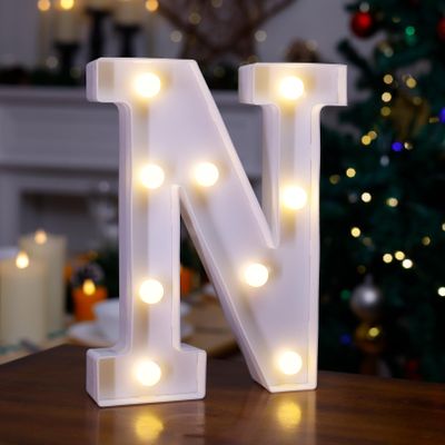 LED Light Up Letters, 26 Alphabet Marquee Letter Lights Sign - Letter N