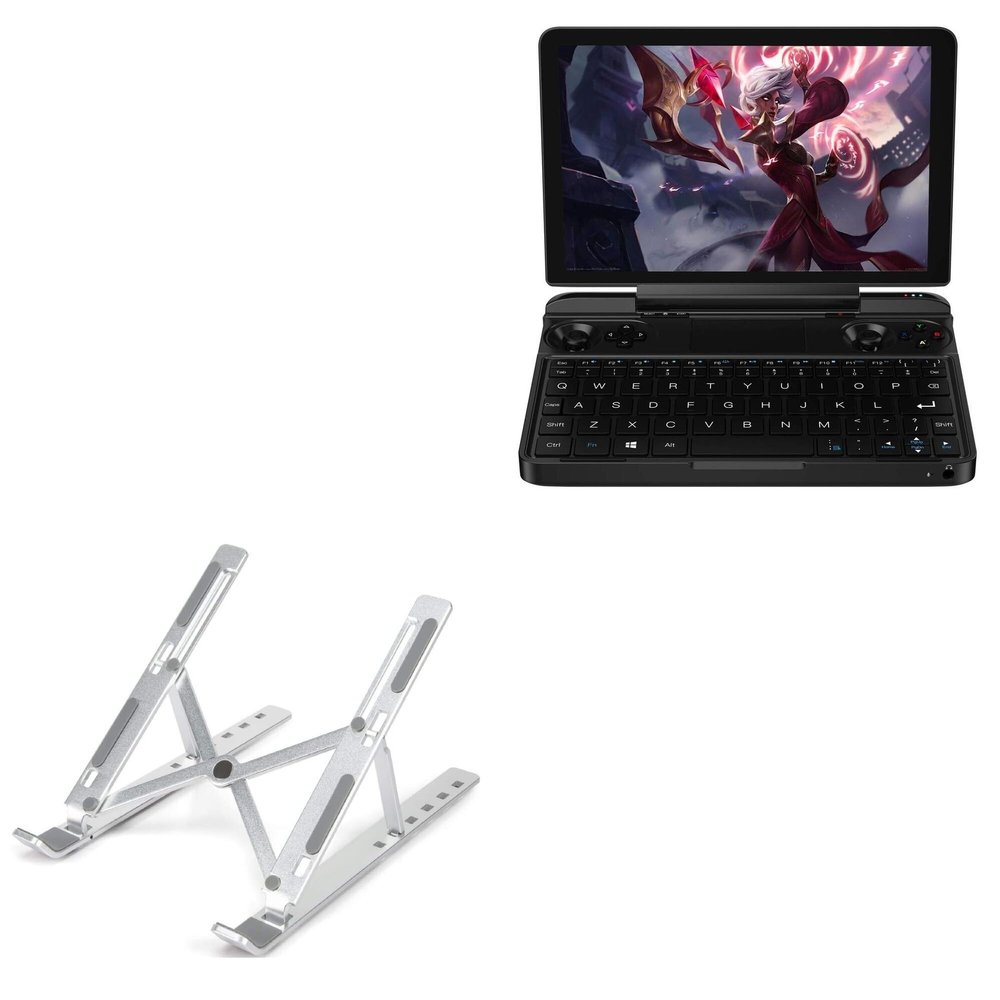 BoxWave Stand and Mount Compatible with 6 Goodlife623 GPD Win Max 2021 Mini Laptop Gamepad - Compact QuickSwitch Stand, Portable Multi Angle Viewing Foldable Riser - Metallic Silver