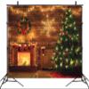 10x8ft Farmhouse Christmas Backdrop for Photography Xmas Wreath and Xmas Tree with Red Xmas Ball on Brown Background for Party Decoration Pictures Supplies Banner Portraits Photo Booth Shoot Props view 2