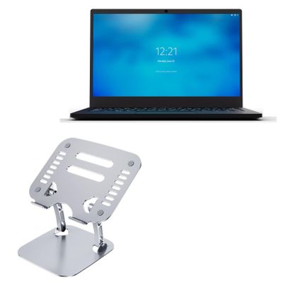 BoxWave Stand and Mount Compatible with Purism Librem 14 - Executive VersaView Laptop Stand, Ergonomic Adjustable Viewing Angle Metallic Riser - Metallic Silver