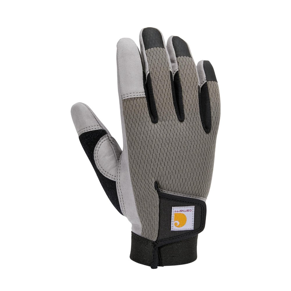 Carhartt Women's Synthetic Leather High Dexterity Touch Sensitive Secure Cuff Glove, Steel/Grey, Small