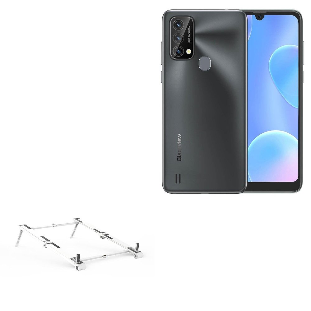 BoxWave Stand and Mount Compatible with Blackview A50 - Pocket Aluminum Stand 3-in-1, Portable Multi Angle Viewing Riser - Metallic Silver