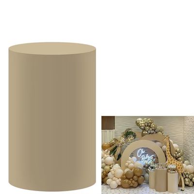 FiVan Birthday Baby Shower Party Decoration Props Coffee Color Plinth Cover Elastic Stretch Spandex Pedestal Cover for Metal Cylinder Stands HP-1897