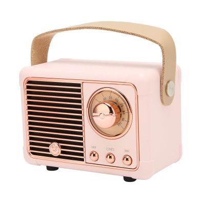 ASHATA Portable Vintage Speaker with HiFi Stereo, 5.0 Fast , Low Power Consumption, 360 Degree Surround Sound for Home Outdoor (Pi nk)