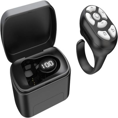 Yoidesu Bluetooth Remote Control Page Turner, Scrolling Ring Clicker for Camera Video Recording Shutter Selfie, Finger Remote for for Android Phone Tablet