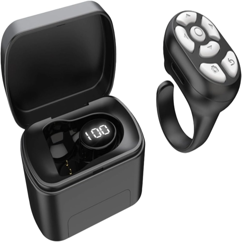 Yoidesu Bluetooth Remote Control Page Turner, Scrolling Ring Clicker for Camera Video Recording Shutter Selfie, Finger Remote for for Android Phone Tablet