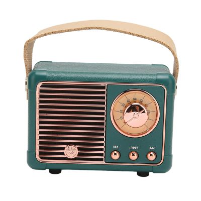 ASHATA Portable Vintage Speaker with HiFi Stereo, 5.0 Fast, Low Power Consumption, 360 Degree Surround Sound for Home Outdoor (Green)