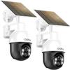 aosu Solar Camera Security Outdoor - Security Cameras Wireless Outdoor with 360 Panoramic View, Human Auto Tracking, 2K Night Vision, Compatible with Alexa/Google Assistant (2 Pack) view 1
