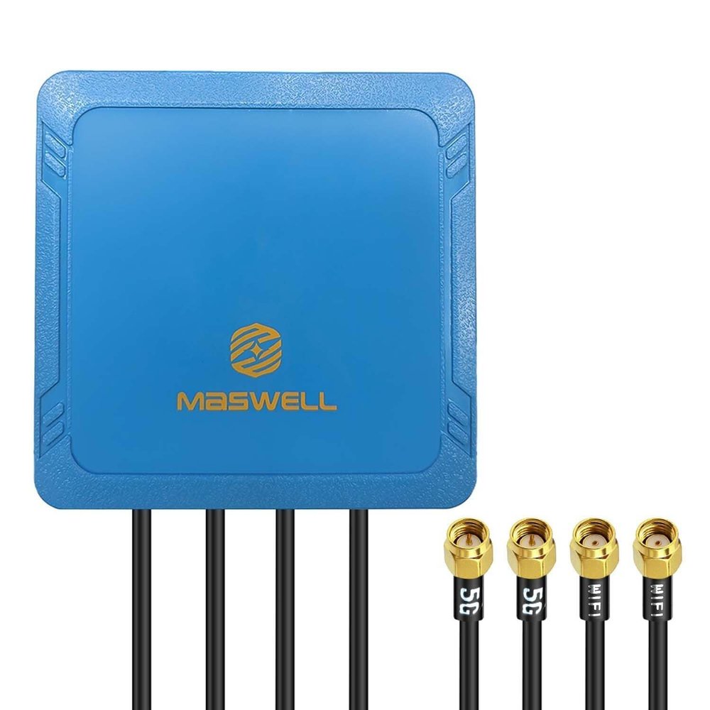 Maswell 4 Combo 5G 2X2 MIMO Plus WIFI7 2X2 MIMO 700-6000MHz Antenna Cellular 5G 4G LTE Screw and Adhesive Mount omnidirectional Bluetooth Wimax Zigbee Antenna SMA Male RP SMA Plug Not for Boosting