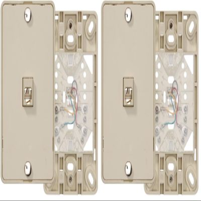 Leviton 40214-I Telephone Wall Jack, 6P4C, Screw Terminal, Ivory (Pack of 2)