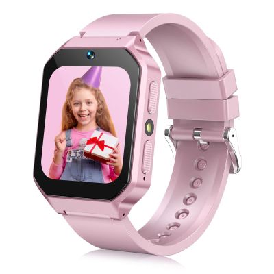 DERUI Smart Watch for Kids 3-12 Years Boys Girls, 26 Puzzle Games, Smartwatch with Camera, Pedometer, Stopwatch, Video Voice Music Player Calendar Alarm Clock Learn Card for Children Gifts (Pink)