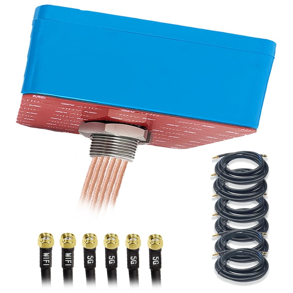 Maswell 6 Combo 5G 4X4 MIMO WIFI7 2X2 MIMO 700-6000MHz 6 in 1 Antenna Cellular 5G 4G LTE Screw and Adhesive Mount omnidirectional Bluetooth Wimax Zigbee Antenna SMA Male RP SMA Plug Not for Boosting