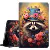 Case for iPad 10.2 Case 2021 iPad 9th Gen / 2020 iPad 8th Gen / 2019 iPad 7th Gen, Durable Shockproof Protective Cover for 10.2"Raccoon Red Flower view 1