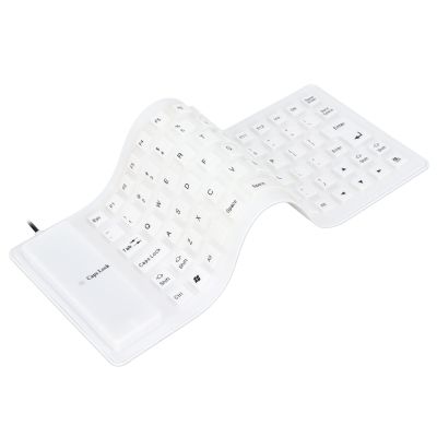 Zopsc Foldable Silicone Keyboard, USB Wired, 85 Keys, Rollup, Silent, Soft, PC Notebook Laptop (White)