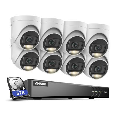 ANNKE 8CH Security Camera System, H.265+ 5-in-1 4K DVR Recorder with AI Human/Vehicle Detection, 8X 3K IP67 CCTV Outdoor Cameras with Smart Dual Light, Built-in Mic, Work with Alexa, 6TB Hard Drive