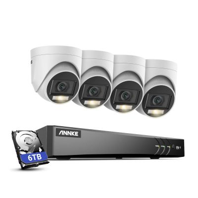 ANNKE 8CH Security Camera System, H.265+ 5-in-1 4K DVR Recorder with AI Human/Vehicle Detection, 4X 3K IP67 CCTV Outdoor Cameras with Smart Dual Light, Built-in Mic, Work with Alexa, 6TB Hard Drive