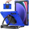 360 Rotation Case for Samsung Galaxy Tab S9+ 12.4" Sturdy Cover Rotate Ring Stand Shoulder Carrying Strap Hand Strap Rugged Children Adults Outdoor Case (Blue) view 1