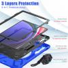 360 Rotation Case for Samsung Galaxy Tab S9+ 12.4" Sturdy Cover Rotate Ring Stand Shoulder Carrying Strap Hand Strap Rugged Children Adults Outdoor Case (Blue) view 2